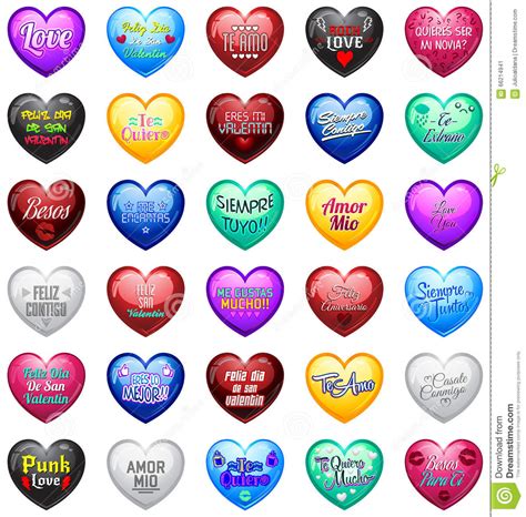 Love Hearts With Spanish Messages Stock Vector ...