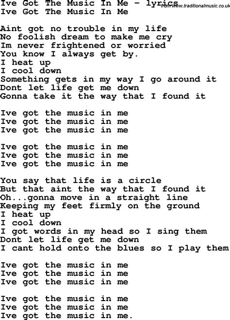 Love Song Lyrics for:Ive Got The Music In Me