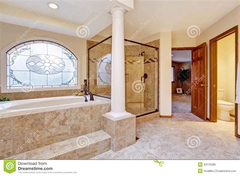 Luxury Bathroom Interior With Columns Stock Photo   Image ...