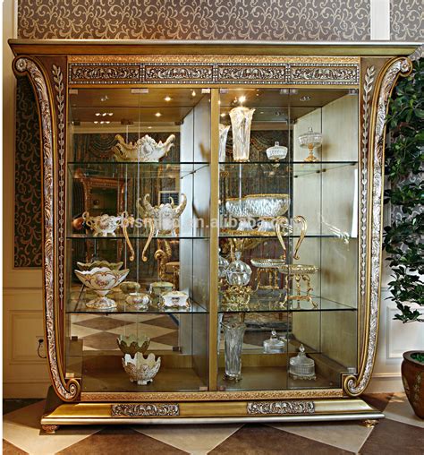 Luxury French Baroque Style Golden Four Door Glass Display ...