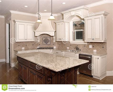 Luxury Kitchen With Granite Island And Window Stock Image ...
