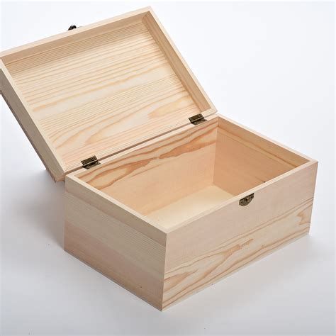 LUXURY PINE Deep Rectangular Wooden Box with Gold Clasp ...