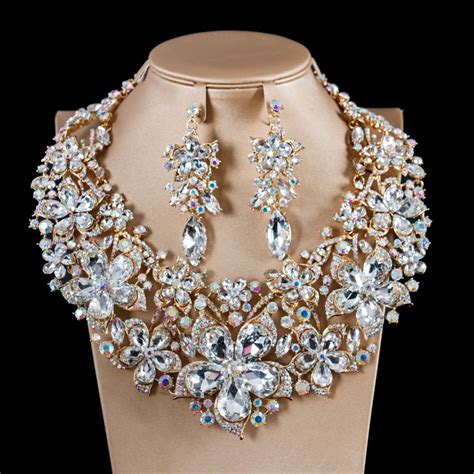 Luxury Vintage Large Jewelry Set Necklace Earrings Maxi Women Pendent ...