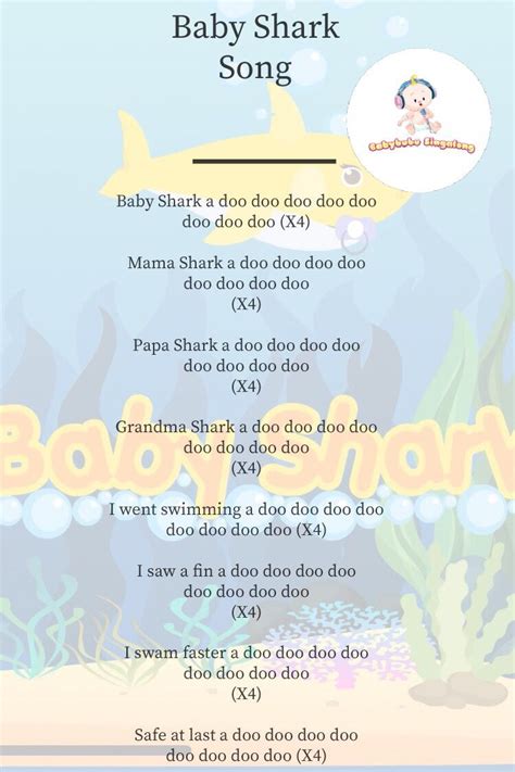 Lyrics to Baby Shark Song | Baby shark song, Nursery songs ...