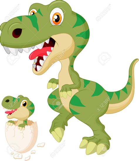 Madre y bebé de dibujos animados dinosaurio de eclosión | Dinosaurios ...