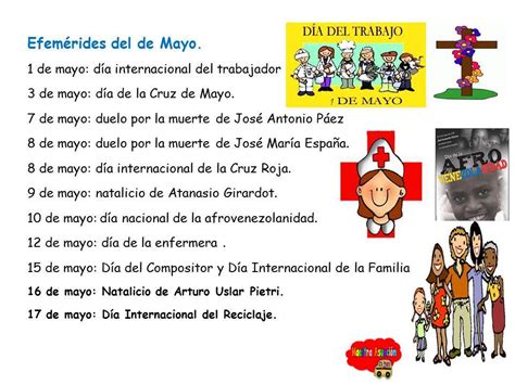 Maestra Asunción: EFEMÉRIDES DE MAYO.