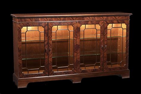 Mahogany Sideboard Display Cabinet. Paned Glass Doors