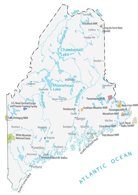 Maine State Map   Places and Landmarks   GIS Geography