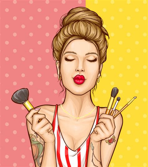 Makeup cosmetics ad illustration with fashion woman ...