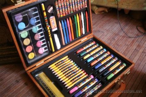 maletin de madera con material de dibujo artist   Comprar ...