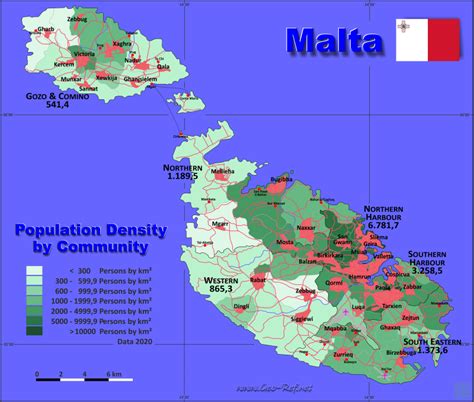 Malta Country data, links and map by administrative structure