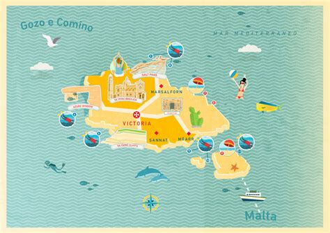 Malta // Illustrated map on Behance