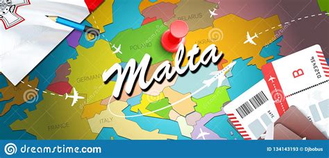 Malta Travel Concept Map Background With Planes,tickets ...