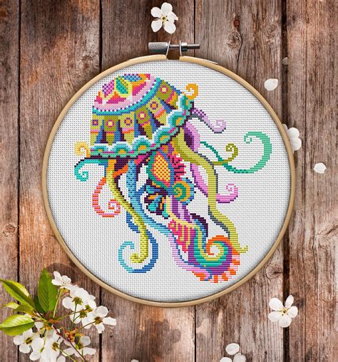 Mandala Jellyfish #P239 Embroidery Cross Stitch PDF ...