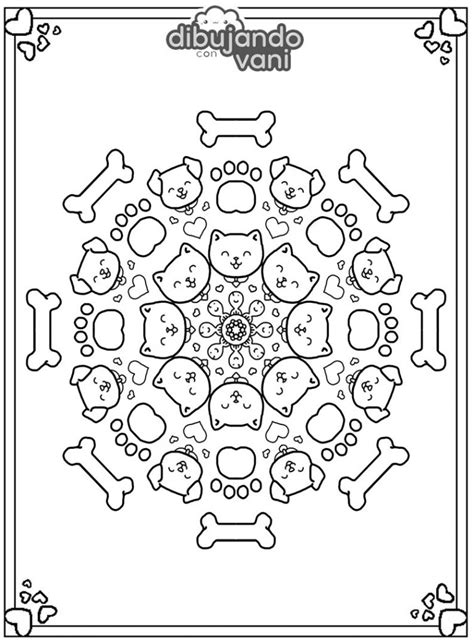 Mandala kawaii para imprimir y colorear