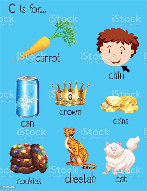 Many Words Begin With Letter C Stock Illustration ...