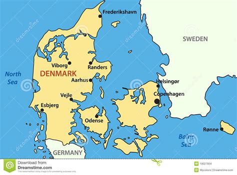 Map of Denmark   vector stock vector. Illustration of ...