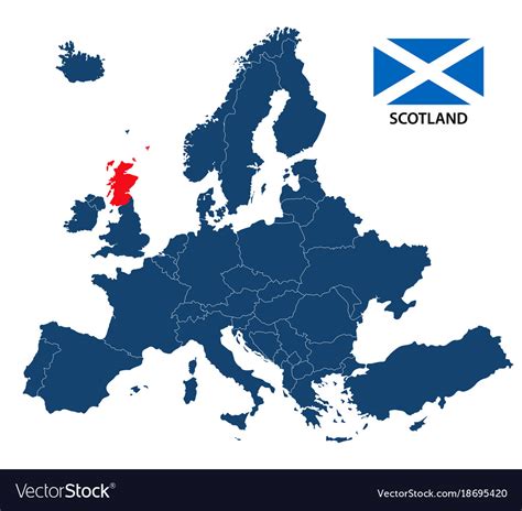 Map of europe with highlighted scotland Royalty Free Vector