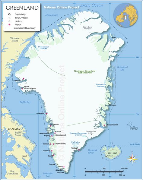 Map of Greenland   Nations Online Project