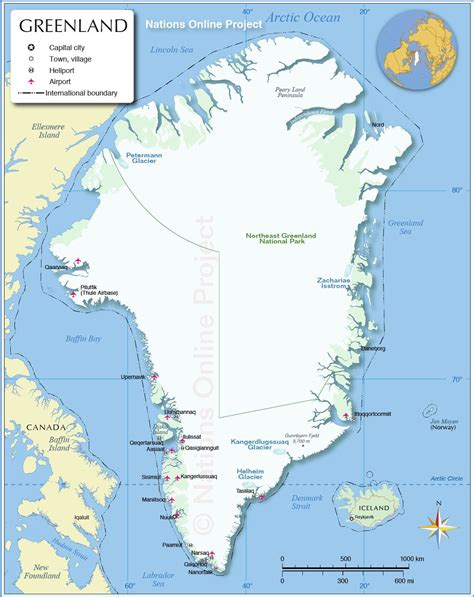 Map of Greenland   The world s largest island and the ...