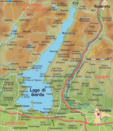 Map of Lake Garda  Region in Italy  | Welt Atlas.de
