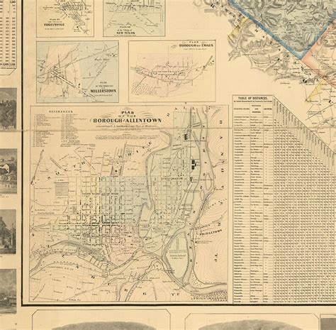 Map of Lehigh County Pennsylvania PA 1862. Restoration | Etsy