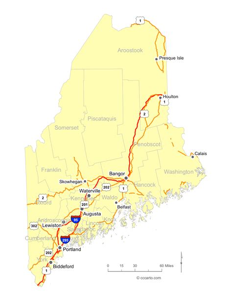 Map of Maine Cities   Maine Interstates, Highways Road Map ...