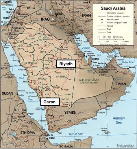 Map of Saudi Arabia indicating the location of the ...