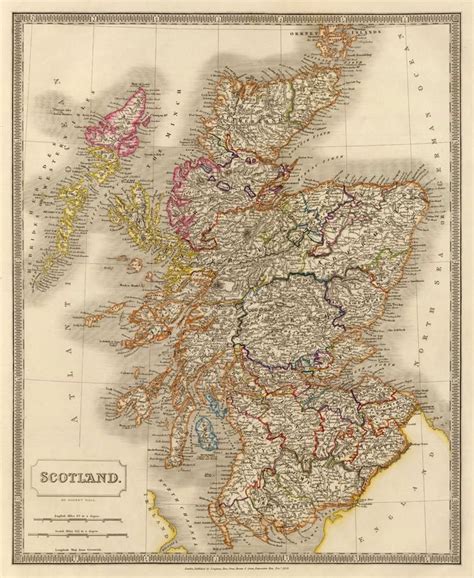 Map of Scotland Fine archival print Old map restored ...