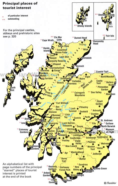 Map of Scotland   places of Tourist Interest | PlanetWare