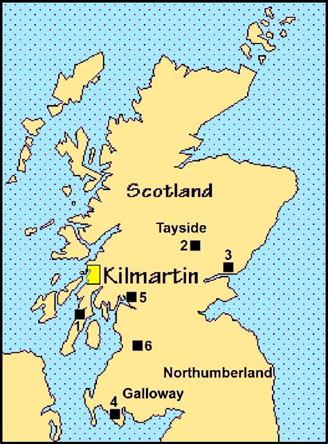 Map of Scotland showing a selection of sites with ...