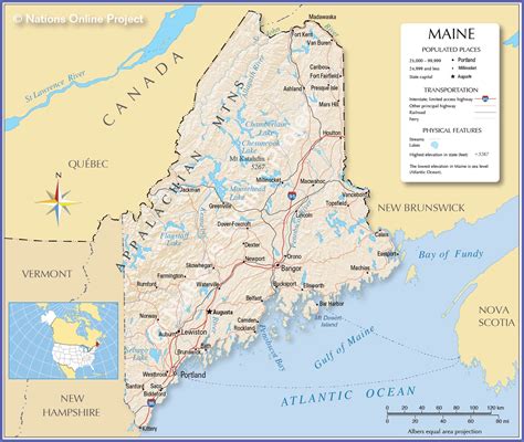 Map of the State of Maine, USA   Nations Online Project