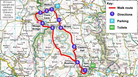 Map route for Manifold Valley Wetton to Ilam walk  Thor s ...