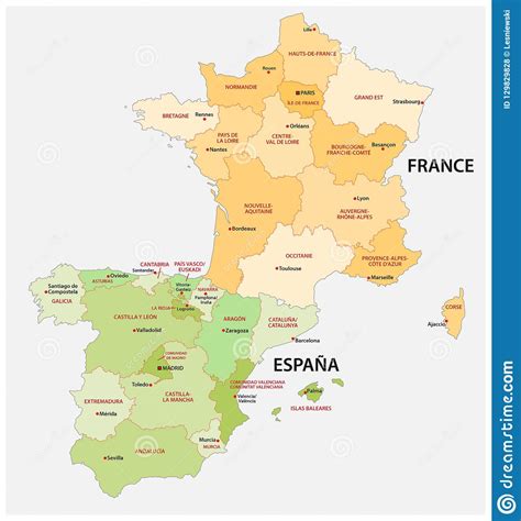 Mapa Administrativo Y Político De España Y De Francia En ...