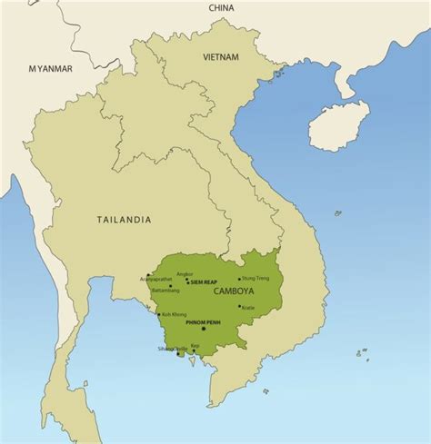 Mapa Camboya … | Camboya, Vietnam y Laos