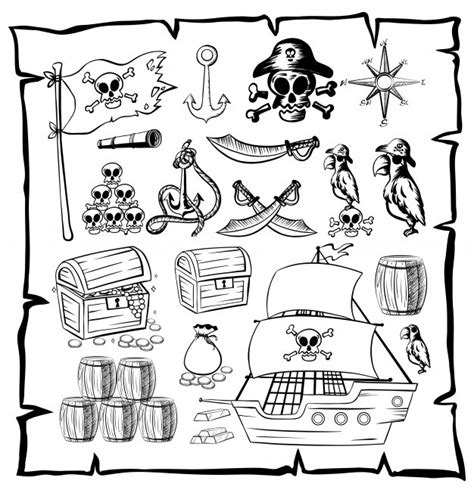 Mapa com símbolos piratas | Vetor Grátis