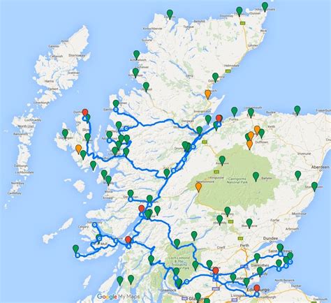Mapa con todo lo qué hay ver en Escocia: viaje de 15 días