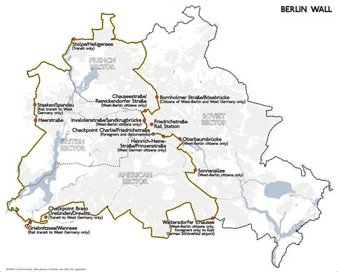 Mapa da localização do muro de Berlim