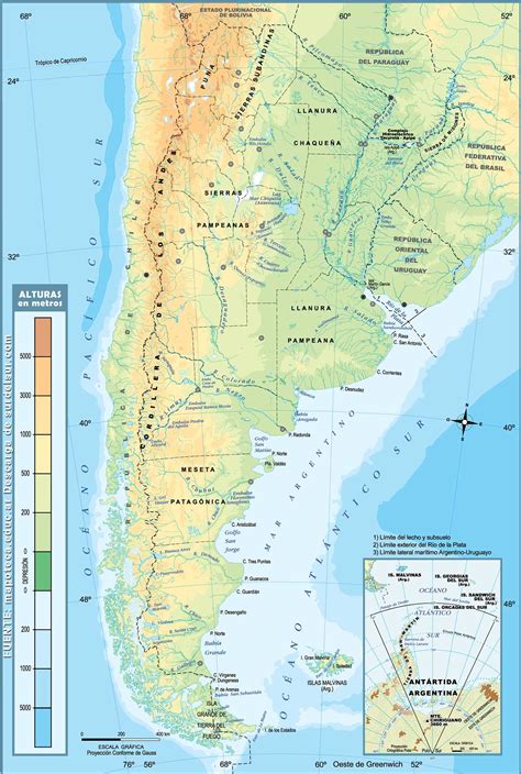 Mapa de Argentina: Político y físico. Descriptivo y Temático • El Sur ...