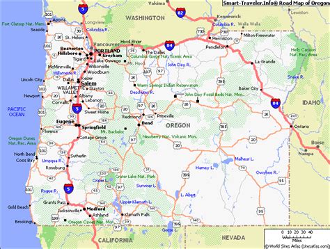 Mapa de caminos de Oregon   MapaCarreteras.org