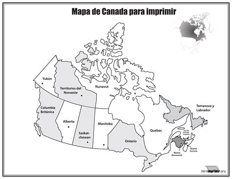 Mapa de Canadá con nombres para imprimir en PDF 2021