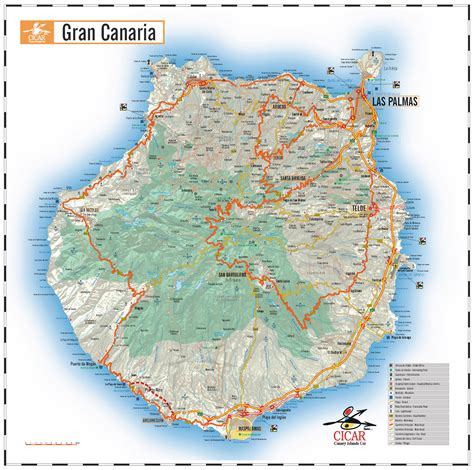 Mapa de carreteras de la Isla Gran Canaria   Tamaño completo