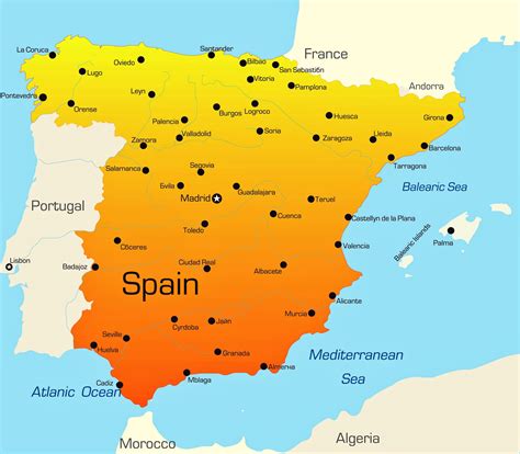 Mapa de ciudades de España   OrangeSmile.com