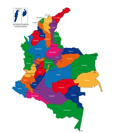 Mapa de Colombia  Político & Físico Para Imprimir | 2020