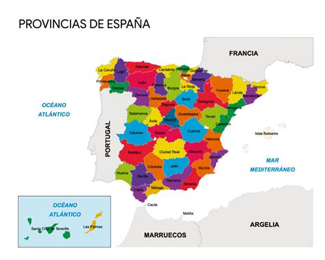 Mapa de Comunidades y Provincias de España para colorear   PDF