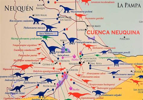 Mapa de Dinosaurios de la Cuenca Neuquina | + Neuquén