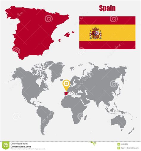 Mapa de España, bandera y ubicación en el mundo. https ...