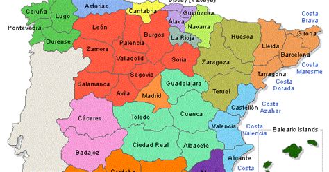 Mapa de España Fisico Ciudad | Mapa de Europa Región Político