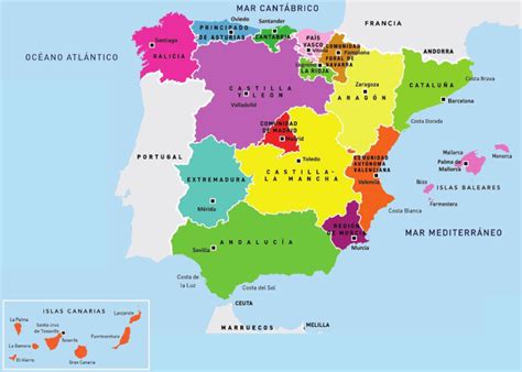 Mapa de España Politico con comunidades y provincias ...