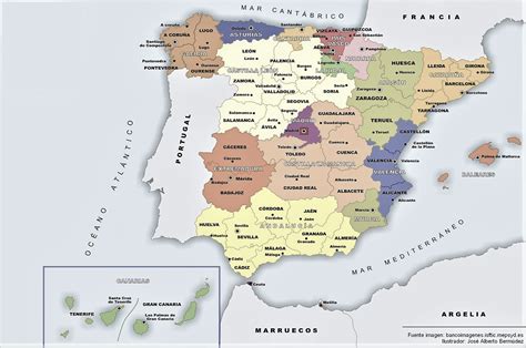 Mapa de España  Político | Físico | Mudo | Para Imprimir ...